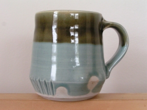 Blue & green carved porcelain mug, 2013 (2)