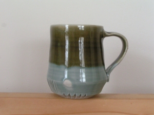 Blue & green carved porcelain mug, 2013 (3)