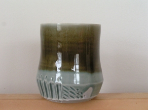 Blue & green carved porcelain mug, 2013 (5)