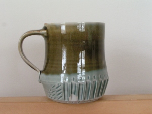 Blue & green carved porcelain mug, 2013 (5)