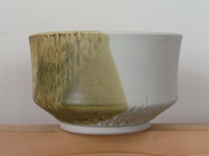 Carved porcelain white and amber bowl, 2013